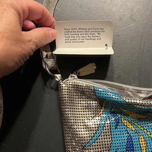 Vintage NEW with tags Whiting & Davis Mesh Peacock Feather Shoulder Bag - Picture 6 of 9